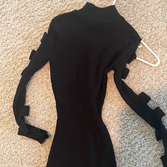 Mock Turtleneck Sweater with open arm ladder sleeves - Picture 2 of 2